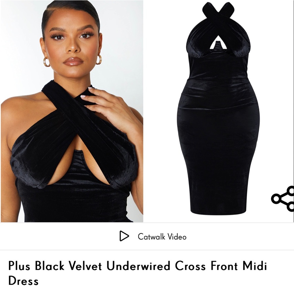 Pretty little thing plus black velvet underwire cross dress